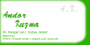 andor kuzma business card